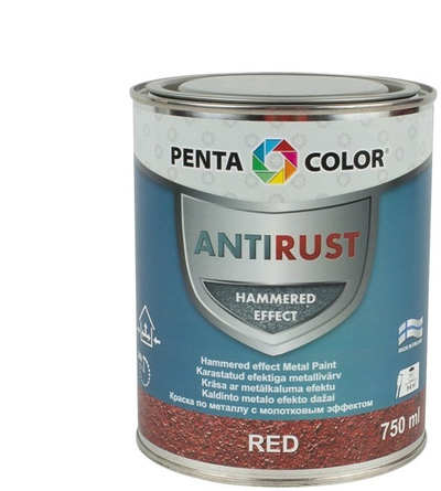Bojë metalike Pentacolor Hardened Metal Effect, efekt i fortësuar, 0.75L, e kuqe