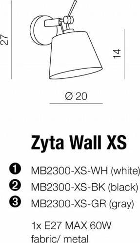Applikacion muri Azzardo Zyta Wall XS, E27, alumin, e bardhë