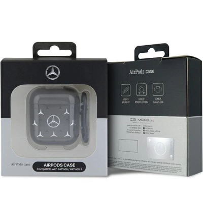 Mbulesë Mercedes MEA28DPMGS për AirPods 1/2, prej TPU‑je, me yll të madh, e zezë