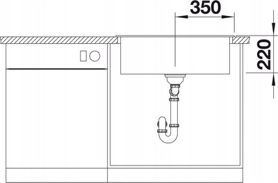 Lavaman kuzhine Blanco Pleon 8 Silgranit, për bazë 80 cm, 22 cm i thellë, i bardhë soft