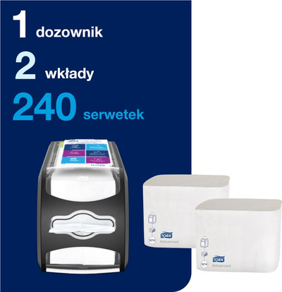 Set dozues pecetash Tork Xpressnap Fit, me tavolinë, 2 mbushje, i zi