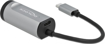 Adapter rrjeti DeLOCK 64116, USB Type C në Gigabit LAN, PD 60W, gri