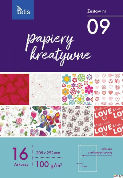 Set letra kreative Tetis Creative Papers A4, 16 fletë, 100 g/m², shumëngjyrëshe