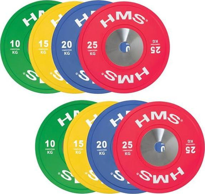 Set bumper olimpik HMS TBR Profi 140 kg, 8 disqe, i zi