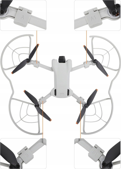 Mbrojtëse helikash SUNNYLIFE për DJI Mini 3, set 4 copë, plastike e lehtë, gri