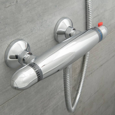 Rubinet termostatik për dush SCHÜTTE SUPRA, siguri 38°C, metal, krom