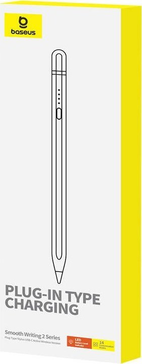 Stilus aktiv Baseus Smooth Writing Series, karikim wireless me USB-C, i bardhë