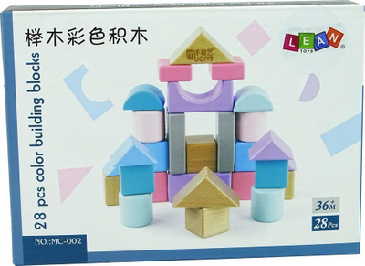 Lodra konstruktore Lean Sport Wooden Blocks, 28 elemente, dru, ngjyra pastel