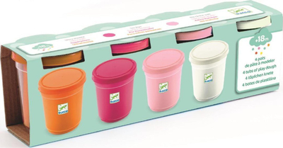 Set plasteline Djeco, 4 kavanoza, për kalamaj 18m+
