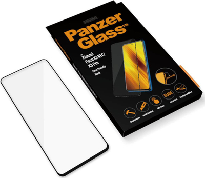 Xham mbrojtës PanzerGlass E2E Regular për Xiaomi Poco X3 NFC X3 Pro, i pajtueshëm me maska, transparent, i zi