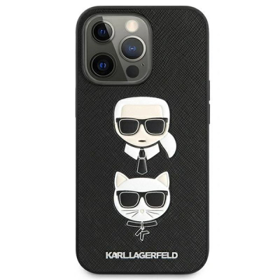 Mbulesë telefoni Karl Lagerfeld PU Saffiano Karl dhe Choupette, për iPhone 13 Pro, e zezë