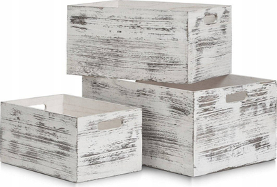 Kuti druri ruajtjeje Zeller Rustic White, 40x30x20 cm, e bardhë