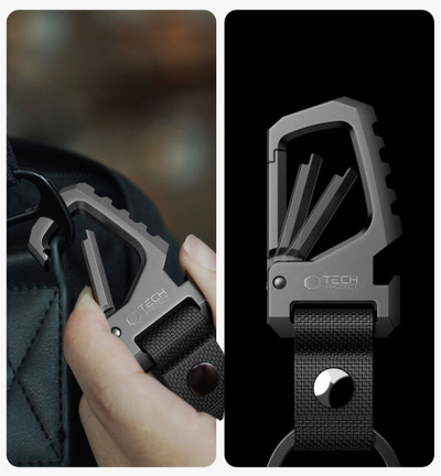 Brelok karabinë Tech-Protect Slidelock, alumin, me hapës shisheje, gunmetal