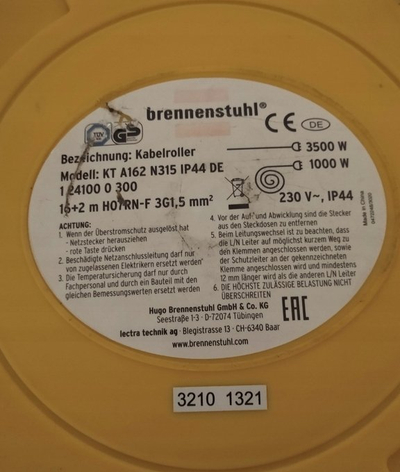 Bobinë automatike kabllosh për jashtë, 16+2m, IP44, plastike