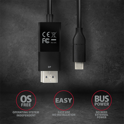 Kabllo AXAGON RVC-DPC USB-C -  DisplayPort, 1.8m, 4K / 60Hz