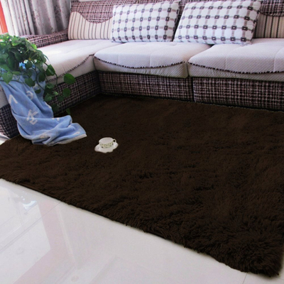 Tapet shaggy Thick Soft Plush, 60x120cm, fibrë sintetike, kafe e errët