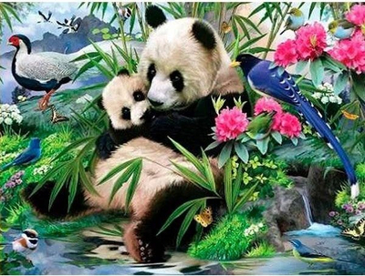 Set mozaiku me diamante Norimpex Panda, 5D, 40x30cm, shumëngjyrësh