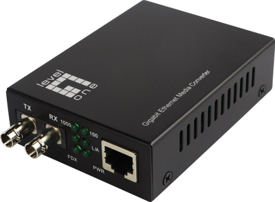 Konvertues media LevelOne GVT-0300, RJ45 në ST, Gigabit single-mode, ngjyrë e zezë
