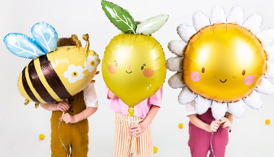 Balon folie për dekor Sun, 70cm, rrumbullak, ngjyrë ari