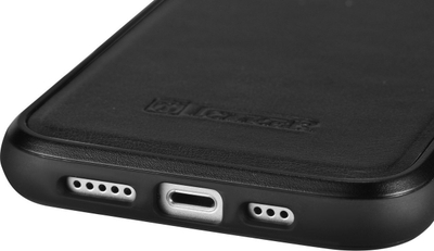 Kалeф Icarer од природна кожа за iPhone 14, MagSafe, природна кожа, црн