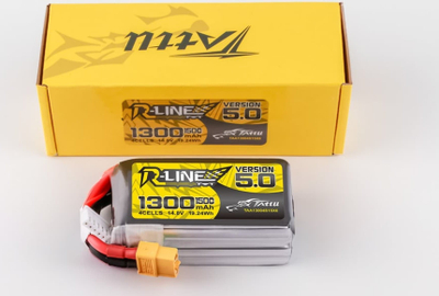 Bateri LiPo Tattu R-Line V5.0 4S, 1300mAh, 150C, gri