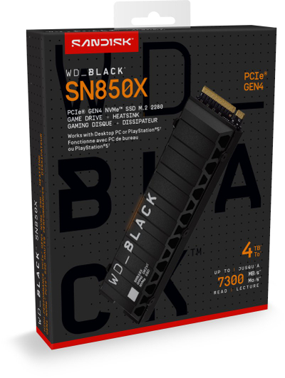 SSD M.2 NVMe WD Black SN850X, 4TB, PCIe 4.0, e zezë