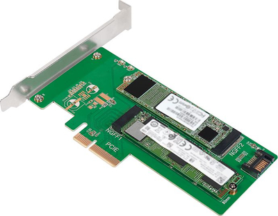 Adapter M.2 në PCIe LogiLink PC0083, PCIe 3.0 x4, për 2 SSD M.2, jeshil