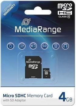 Kartë memorie MediaRange microSDHC, 4GB, Class 10 UHS-I