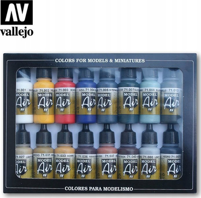 Set boje akrilike për modele Vallejo WWII Allied Model Air 71.180, 16 copë, 17 ml