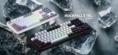 Tastierë gaming Hator HTK850 Rockfall 3 TKL, mekanike, RGB, pa numpad, me tel dhe pa tel, layout ENG