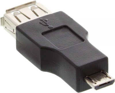 Adapter USB InLine 31608, microUSB në USB, OTG, i zi