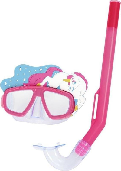 Set maskë zhytje me snorkel Bestway Animals 24059, për kalamaj, rozë
