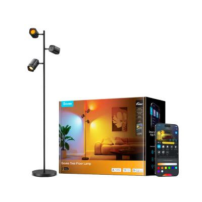 Llambë dyshemeje Govee Tree Floor Lamp, smart Wi-Fi Bluetooth, 72W, e zezë
