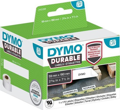 Etiketa ngjitëse Dymo Durable Large, 59 x 190mm, 170 copë, bardhë me të zezë