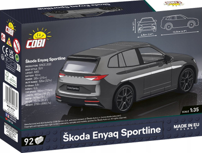 Set ndërtimi Cobi Škoda Enyaq Sportline, 92 pjesë, shkallë 1:35, gri e errët