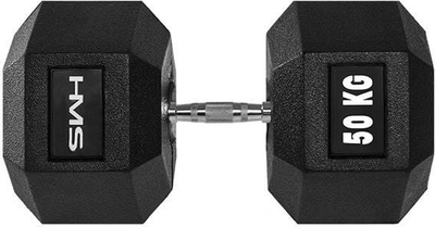 Hantell HMS HEX PRO 50KG, profesional, i veshur me gomë, i zi