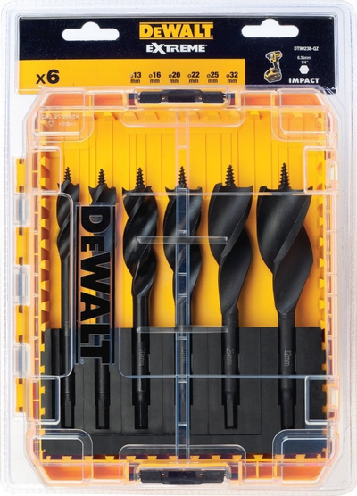 Set shpuese lopatë për dru DEWALT DT90238 Extreme Tri Flute, 6 copa