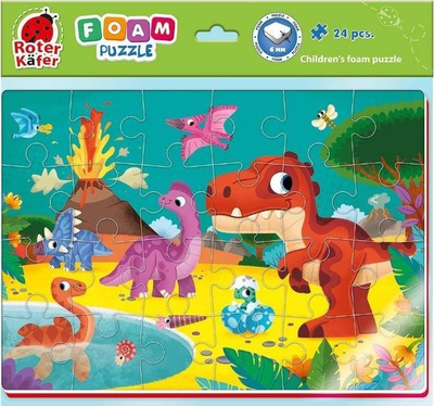 Puzzle për kalamoj me dinosaurë, 24 copa, mosha 3+