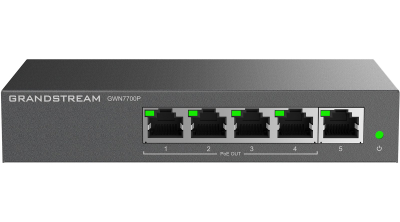 Switch PoE Grandstream GWN7700P, 5 porta Gigabit, kuti metalike, i zi