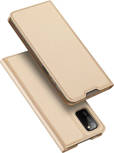 Mbulesë Dux Ducis Skin Pro për Samsung Galaxy A03s, me kapak, kthehet në qëndrim, ngjyrë ari