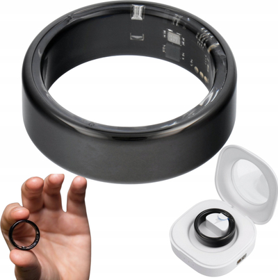 Unazë e zgjuar Smart Ring R11M, për matje shëndeti, IP68, me bazë karikimi, e zezë