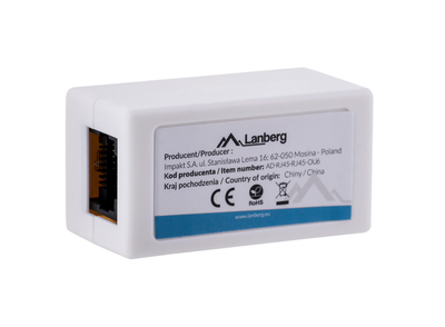 Adaptor rrjeti Lanberg AD-RJ45-RJ45-OU6, RJ45 në RJ45, Ethernet, i bardhë
