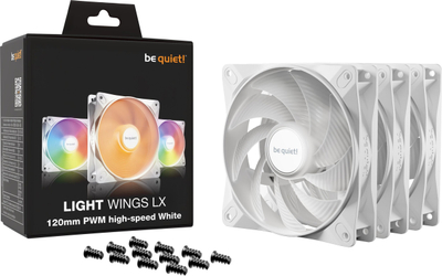 Ventilatorë kasë Be Quiet LIGHT WINGS LX, 120mm PWM High Speed, set 3 copë, të bardhë