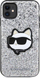 Kapak telefoni Karl Lagerfeld Glitter Choupette Patch KLHCN61G2CPS, për iPhone 11 XR 6.1", hardcase, argjend