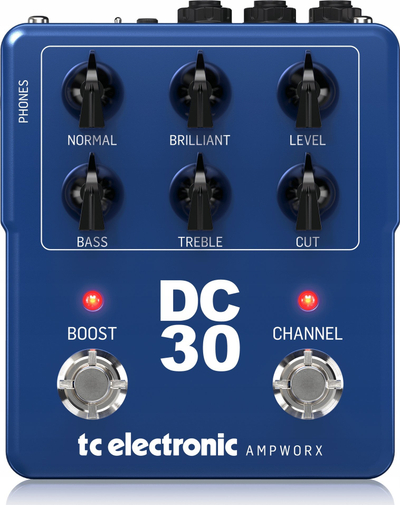 Pedal preamp kitarre TC Electronic DC30, dy kanale, boost, blu