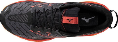 Atlete trail Mizuno Wave Mujin 10 për burra, me Vibram Megagrip, të zeza me portokalli