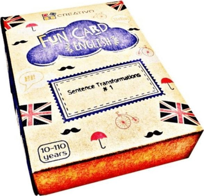 Картичка за учење Fun Card English Sentence Transformations 1, 50 картички, ниво A1 A2, повеќебојна