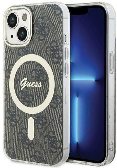 Kuti mbrojtëse Guess GUHMP15MH4STW për iPhone 15 Plus 14 Plus 6.7", MagSafe, kafe