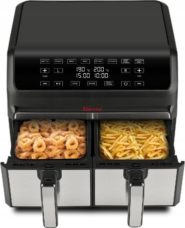 Fritezë ajri Girmi FG22, 8L 4+4L, 1700W, digjitale, e zezë argjendi