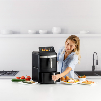 Fryeri me ajër Taurus Air Fry Duo Slim AF2602, 13L, 2600W, i zi